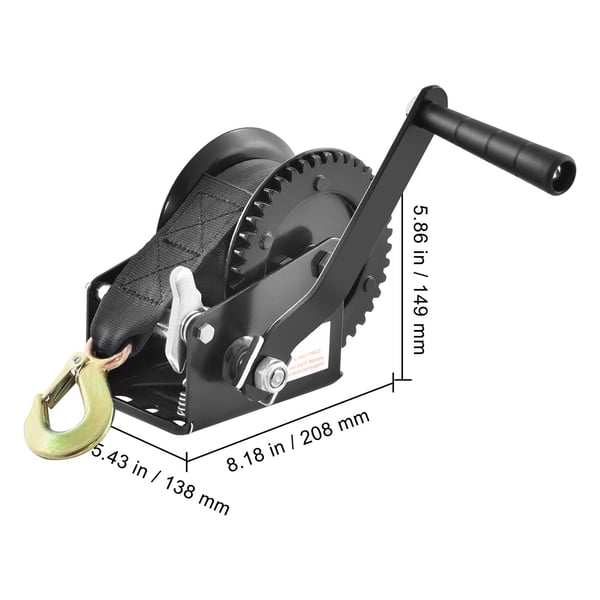 Håndspil, 208x138x149 mm, 544,3 kg trækkapacitet, manuel, stål