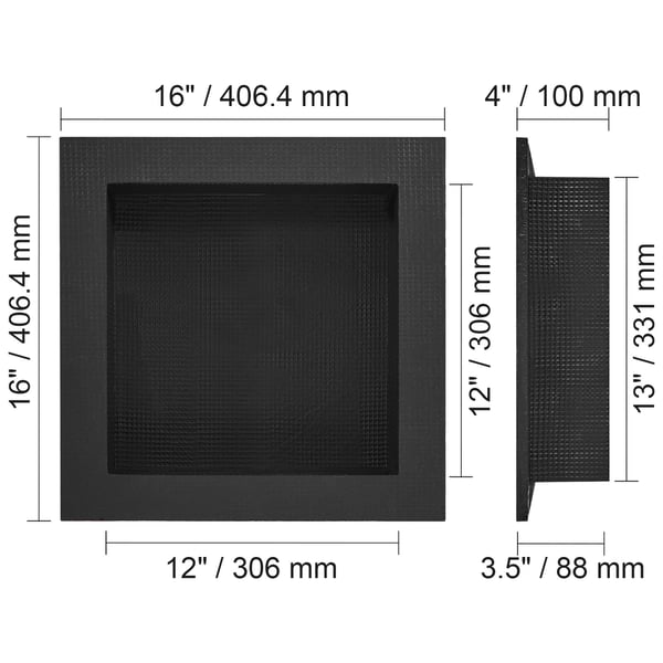 Duschnisch 40,64x40,64x10 cm Svart, vattentät förvaring
