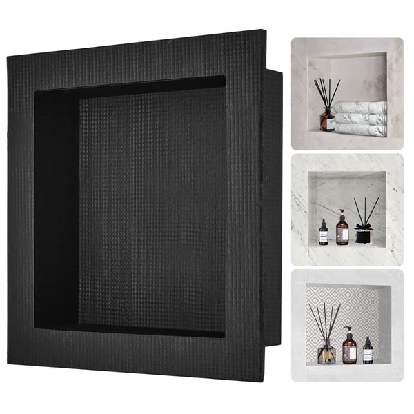 Duschnisch 40,64x40,64x10 cm Svart, vattentät förvaring
