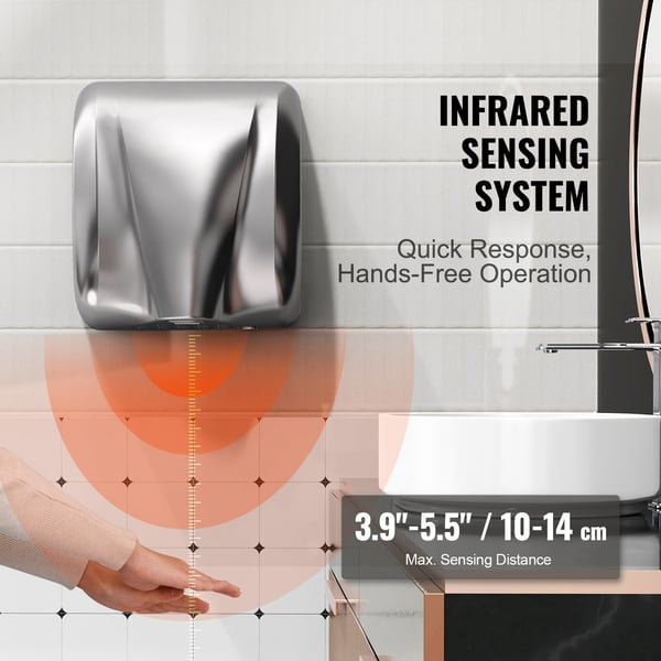 Håndtørrer, 32,5x29,5x18 cm, Rustfrit stål