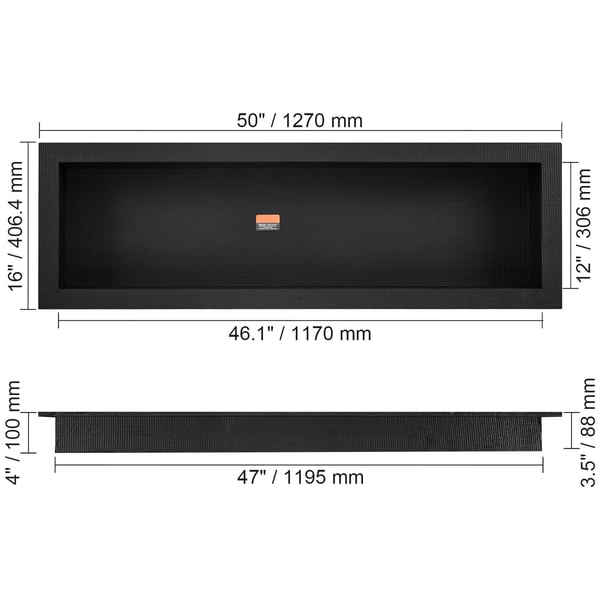 Bruseniche 40,64x127 cm Sort, Opbevaring, Vandtæt