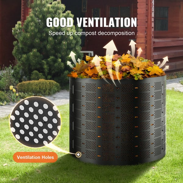 Kompostbeholder, 832,8 L, 335x90 cm, Sort, HDPE