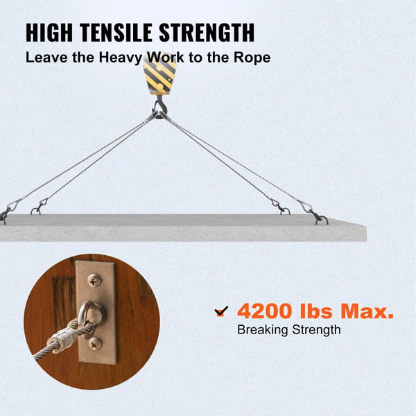 Rustfrit stål wire reb, 500 ft, 4,8 mm, sølv, 1x19 tråd konstruktion