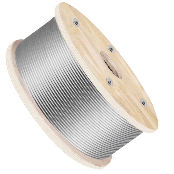 Rustfrit stål wire reb, 500 ft, 4,8 mm, sølv, 1x19 tråd konstruktion