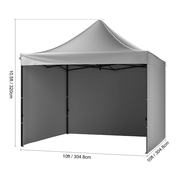 Canopy-tält, 304,8x304,8 cm, mörkgrå, med sidoväggar