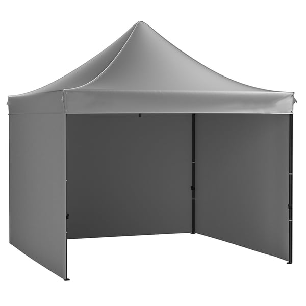 Canopy-tält, 304,8x304,8 cm, mörkgrå, med sidoväggar