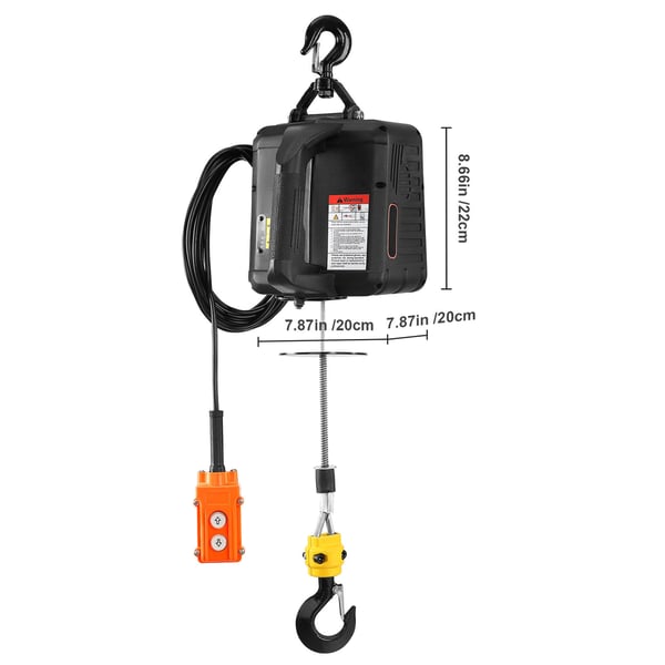 Elektrisk vinsch, 20x22x20 cm, 499 kg, Portabel, Stål