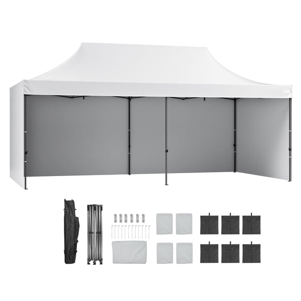 Pavillon, 305x610 cm, Hvid, med sidevægge og taske