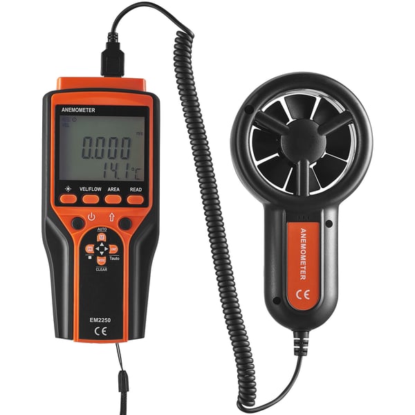 Håndholdt anemometer, digital vindhastigheds- og luftstrømsmåler, 188x92x40 mm, ABS