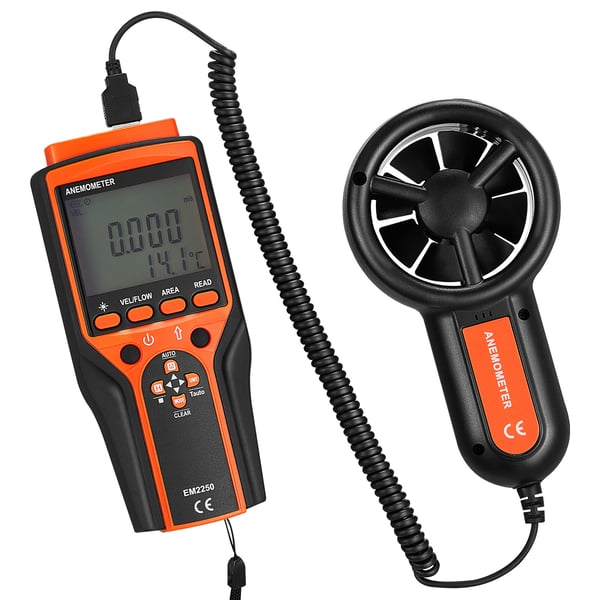 Håndholdt anemometer, digital vindhastigheds- og luftstrømsmåler, 188x92x40 mm, ABS