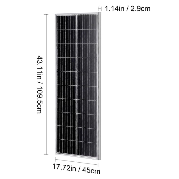 Solpanelpaket, 200W monokristallin, 109,5x45x2,9 cm, vattentät