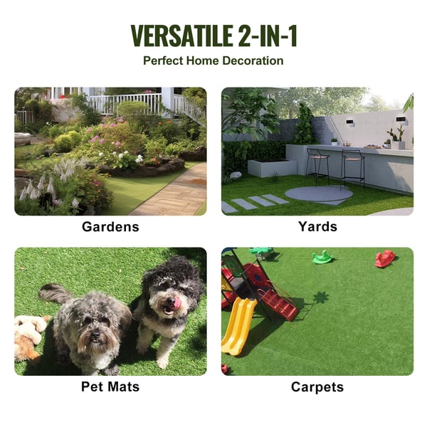 Konstgräsplattor, 18-pack, 30,5x30,5 cm, grön, syntetiskt golv
