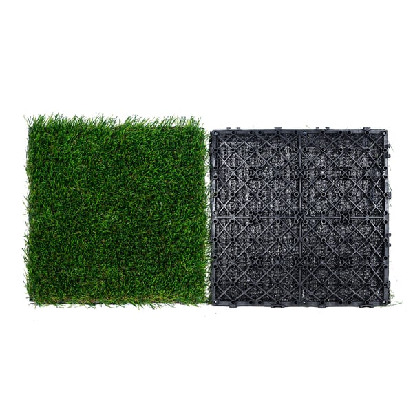 Konstgräsplattor, 18-pack, 30,5x30,5 cm, grön, syntetiskt golv