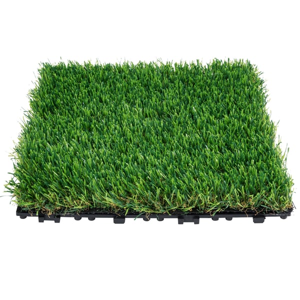 Konstgräsplattor, 18-pack, 30,5x30,5 cm, grön, syntetiskt golv
