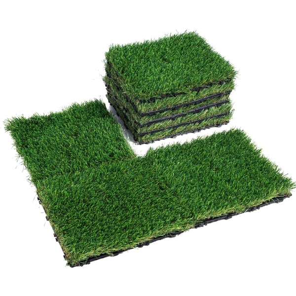 Konstgräsplattor, 18-pack, 30,5x30,5 cm, grön, syntetiskt golv