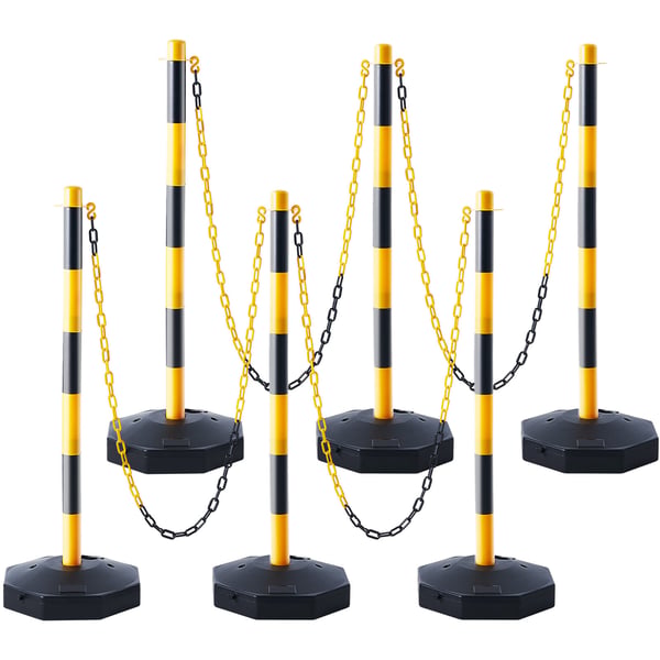 Trafikafspærringsstolpe, Justerbar, 86x28,5x28,5 cm, Gul & Sort, Plastik