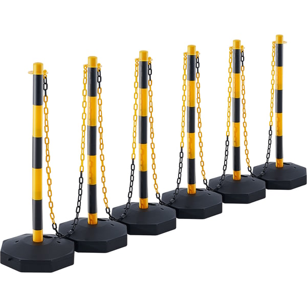 Trafikafspærringsstolpe, Justerbar, 86x28,5x28,5 cm, Gul & Sort, Plastik