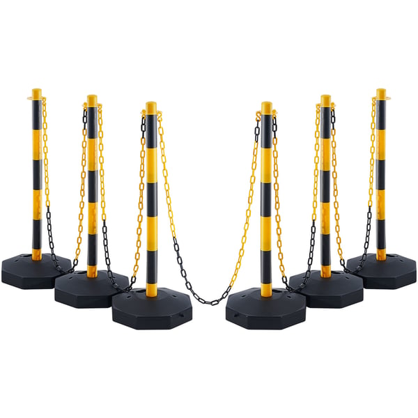 Trafikafspærringsstolpe, Justerbar, 86x28,5x28,5 cm, Gul & Sort, Plastik