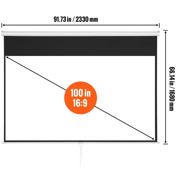 Projektorlærred, Manuel nedtræk, 233x168 cm, Hvid, PVC-materiale