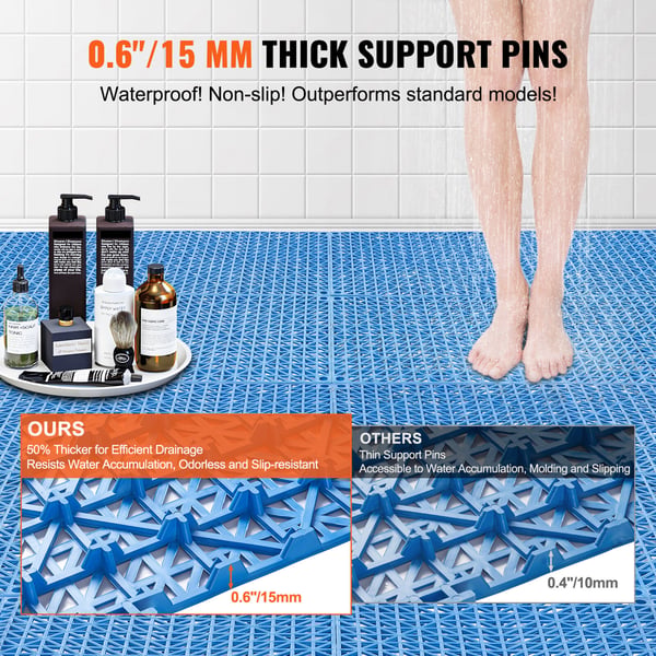 Dräneringsgolvplattor, Modulära sammankopplande kuddar 50-pack, 30x30 cm, Blå, PVC