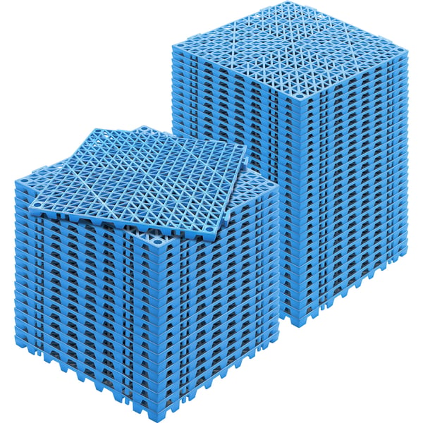 Dräneringsgolvplattor, Modulära sammankopplande kuddar 50-pack, 30x30 cm, Blå, PVC