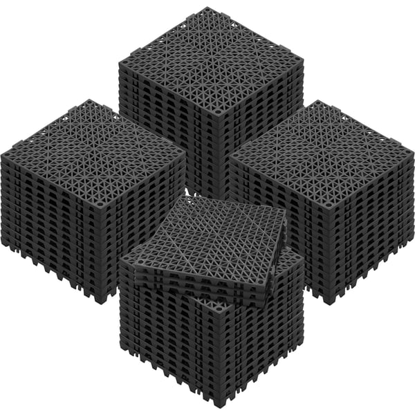 Afløbs gulvfliser, 55 stk 30x30 cm, sort, PVC