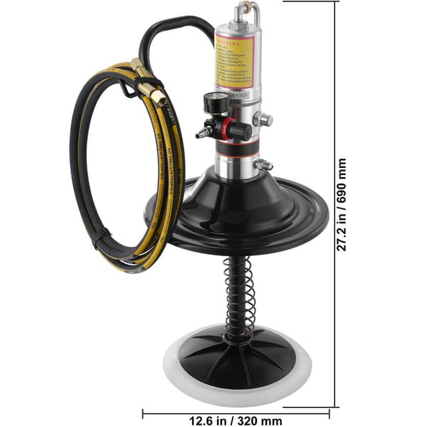 Fettpump, Luftdriven 50:1 med 396 cm slang, 69x32x32 cm, Aluminium
