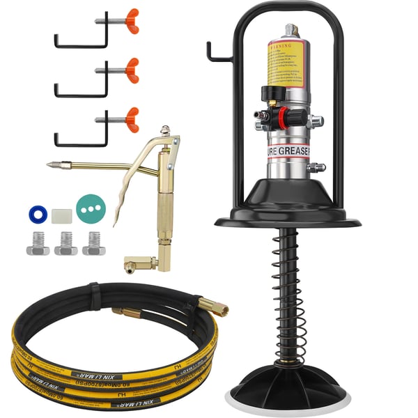 Fettpump, Luftdriven 50:1 med 396 cm slang, 69x32x32 cm, Aluminium