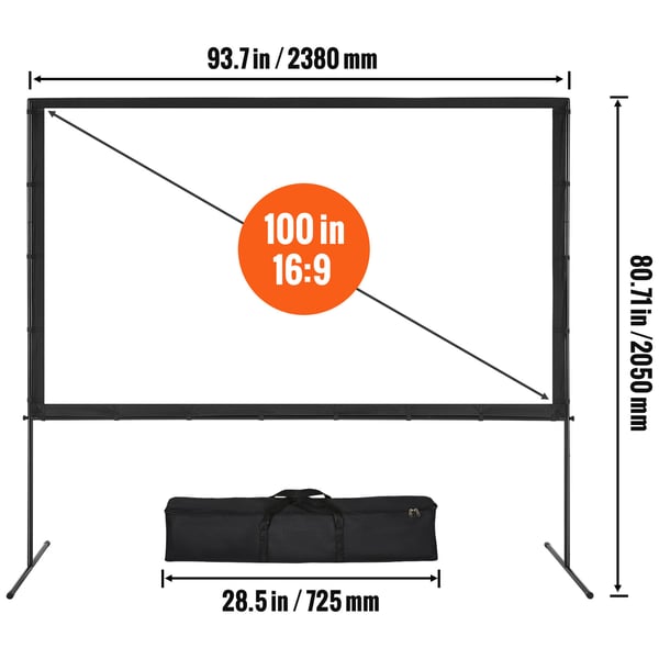 Projektorduk, 238x665x205 cm, Vit, Polyester