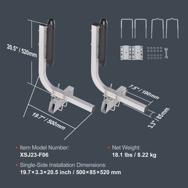 Trailer Guide Poles, 52,1 cm justerbare, 2 stk., galvaniseret stål
