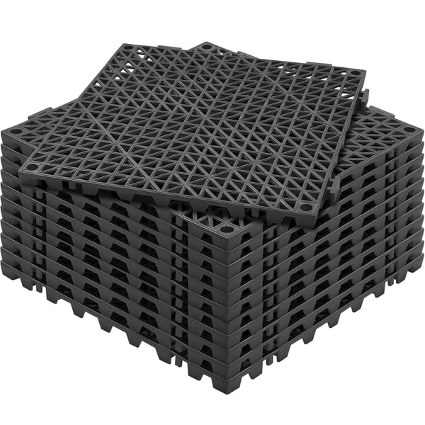 Afløbsgulvmåtte, 30,5x30,5 cm, Sort, PVC