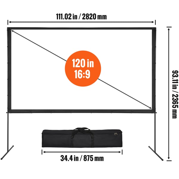 Projektorlærred, 283,2x66,5x237,9 cm, Hvid, Polyester