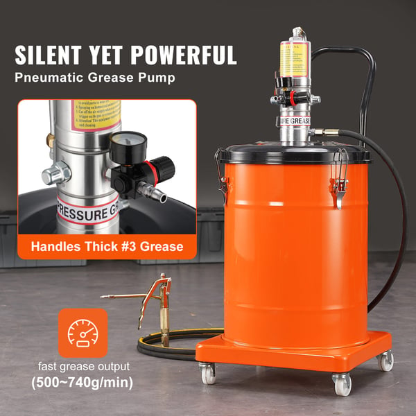 Fettpump, luftdriven 40L, 47.5x36.5x87 cm, portabel stål
