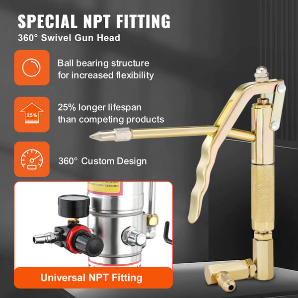 Fettpump, luftdriven 40L, 47.5x36.5x87 cm, portabel stål