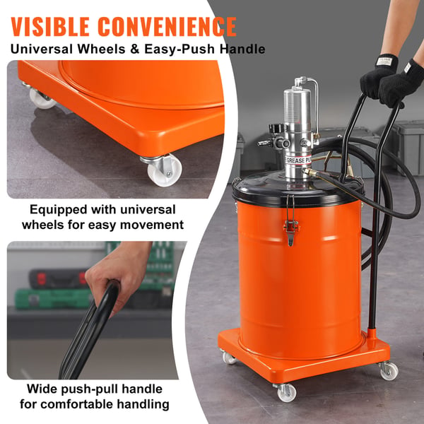 Fettpump, luftdriven 40L, 47.5x36.5x87 cm, portabel stål