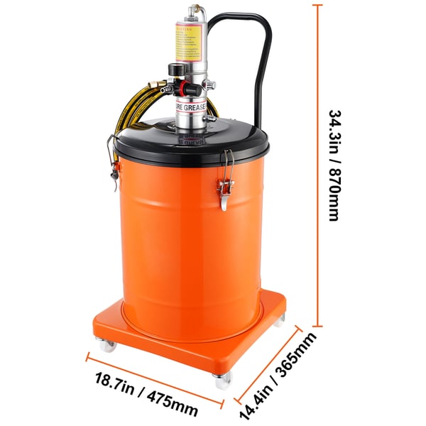Fettpump, luftdriven 40L, 47.5x36.5x87 cm, portabel stål