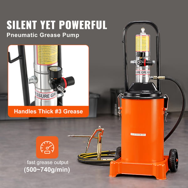 Fettpump, 12L luftdriven, 33x30x79.5 cm, stål, portabel smörjning