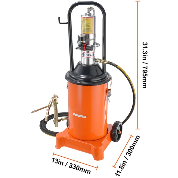 Fettpump, 12L luftdriven, 33x30x79.5 cm, stål, portabel smörjning