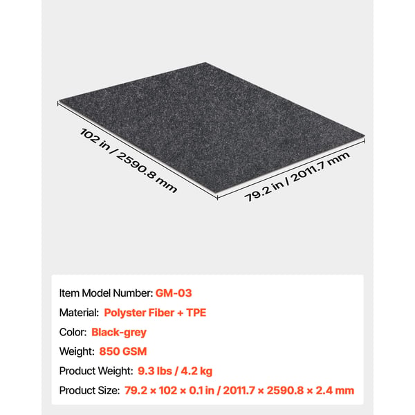 Garagegulvmåtte, 200x260 cm, grå-sort, vandtæt, ekstra robust