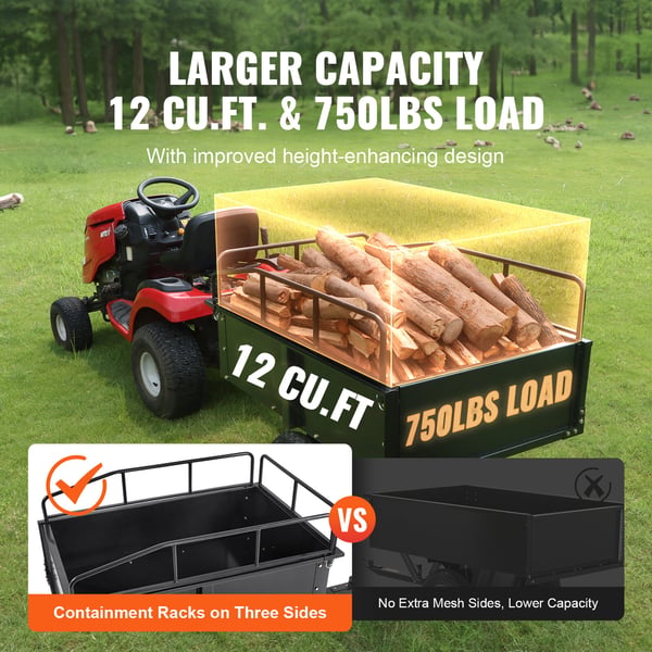 ATV Släpvagn, Stål Tippvagn, 200x66x76 cm, Svart, Trädgårdsredskap