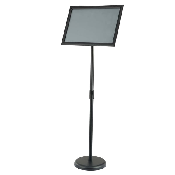 Kylttiteline, Säädettävä jalustallinen julisteteline, 1357x456x250 mm, Musta, Alumiini