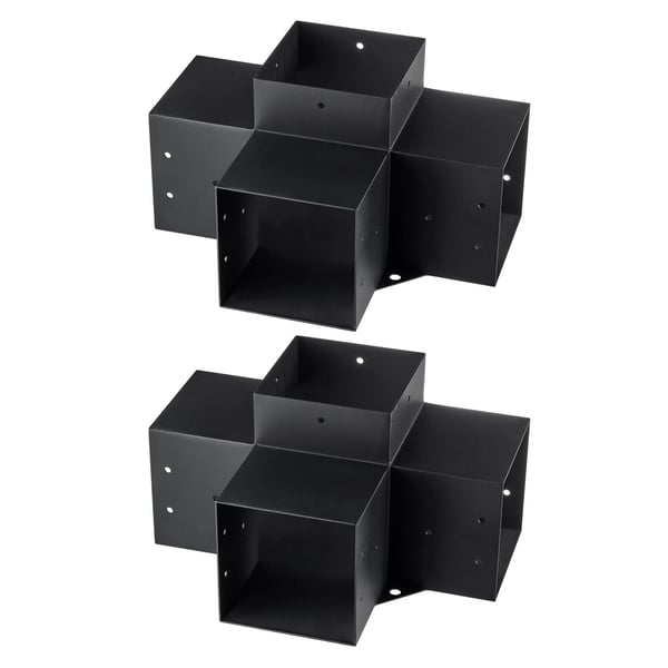 Pergolan kiinnikesarja, 4-suuntainen kulmakiinnike 2 kpl, 14.2x14.2 cm, musta, teräs
