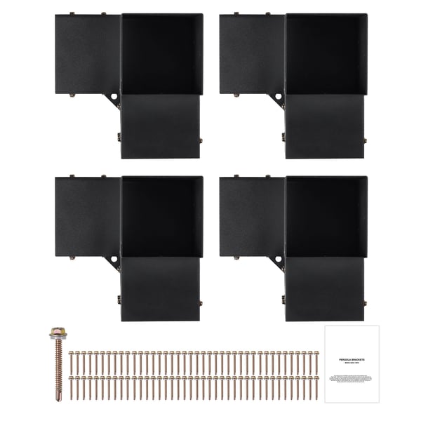 Pergola beslagssæt, 3-vejs hjørnebeslag, 14,2x14,2 cm, sort, stål