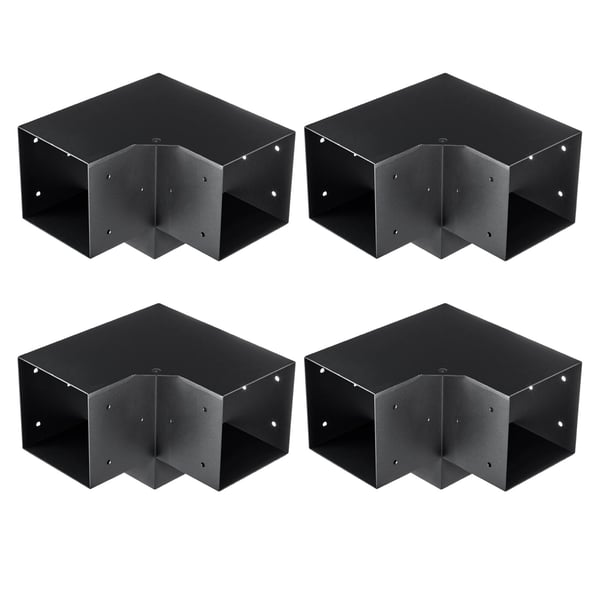 Pergola beslagssæt, 3-vejs hjørnebeslag, 14,2x14,2 cm, sort, stål
