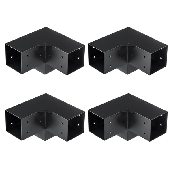 Pergola beslagssæt, 3-vejs kraftigt hjørnebeslag, 10,2x10,2x15,2 cm, sort, stål