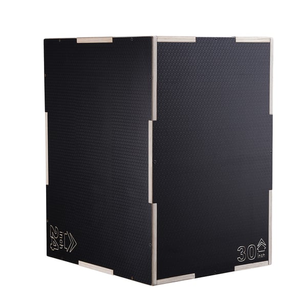 Plyometrisk hoppbox, 50x60x76 cm, svart, träningsutrustning i trä