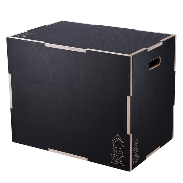 Plyometrisk hoppbox, 50x60x76 cm, svart, träningsutrustning i trä