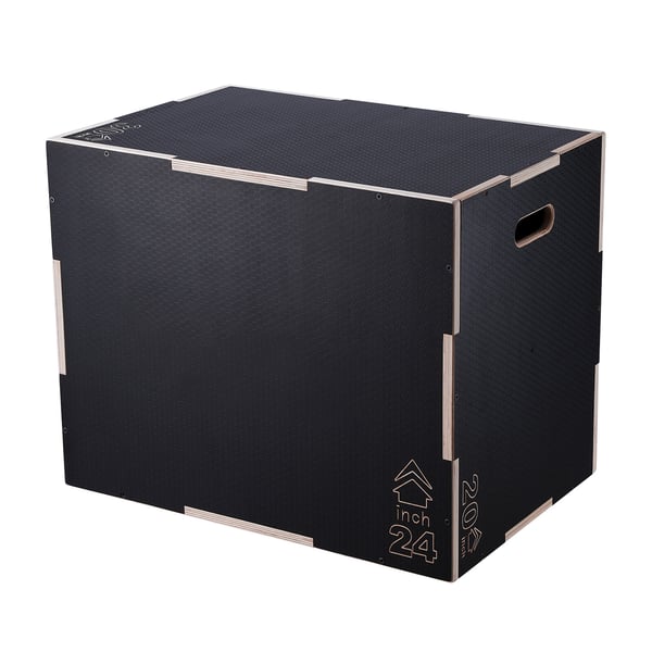 Plyometrisk hoppbox, 50x60x76 cm, svart, träningsutrustning i trä