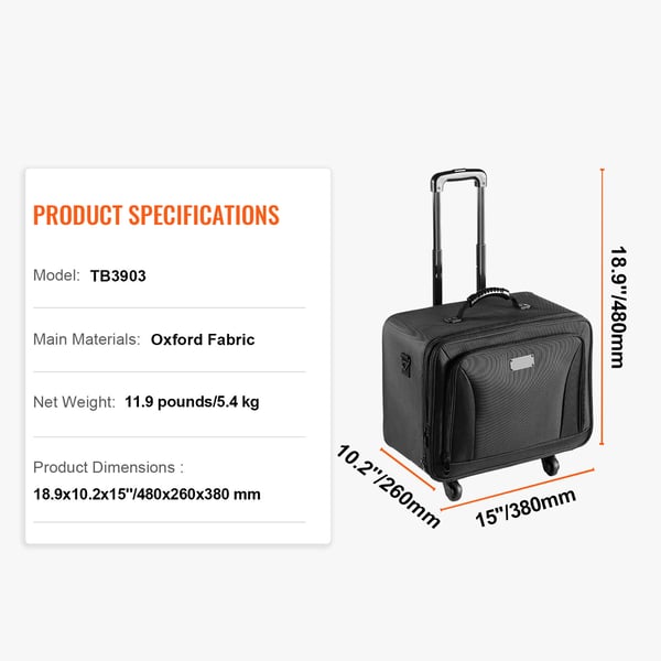 Makeup-taske, 48x26x38 cm, Sort, Vandtæt Oxford-opbevaring