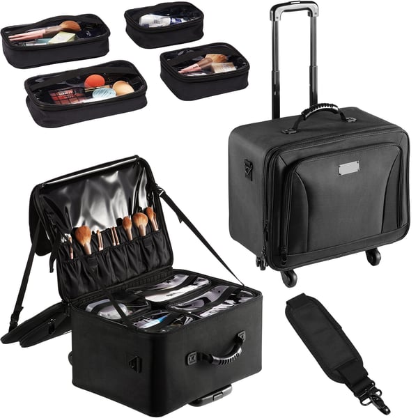 Makeup-taske, 48x26x38 cm, Sort, Vandtæt Oxford-opbevaring